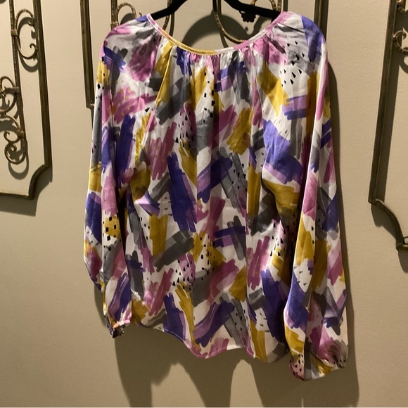 NWT Emily Wonder Medium Purple, Gold and Grey V-Neckline Blouse - Picture 6 of 7